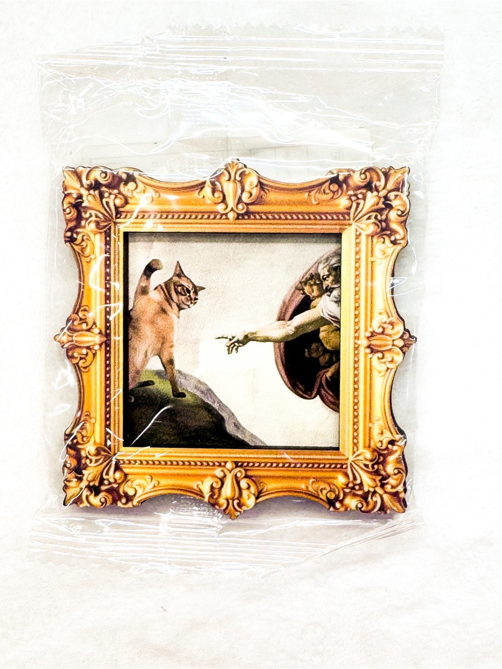 Cat vs Creation Mini Framed Fridge Magnet Inspired by Classic Art - Picture 2 of 3